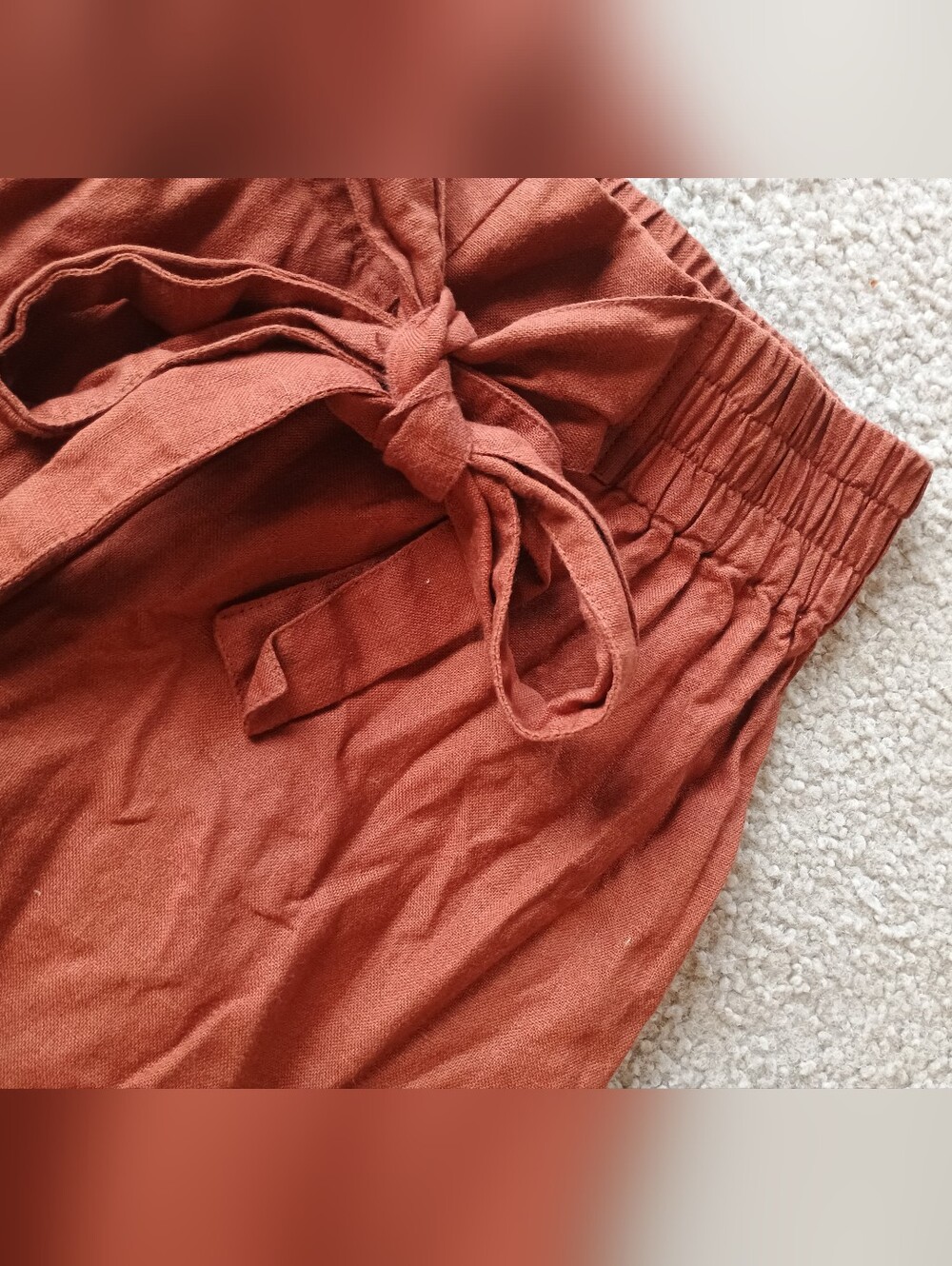 NPL - Women’s High-Waist Tie-Waist Wide-Leg Pants - Rust - M - Picture 2 of 3